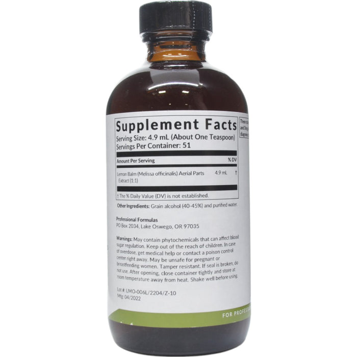 Supplement Facts Lemon Balm (Melissa officinalis) 8.4 oz