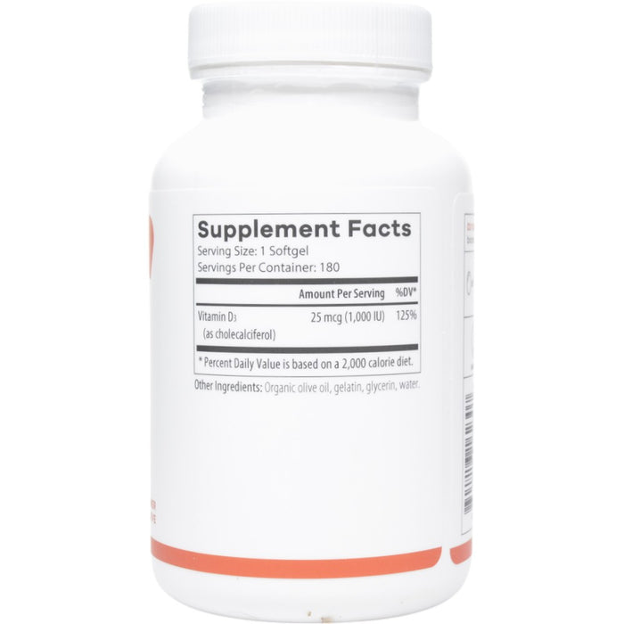D3 1000 180 softgels Supplement Facts