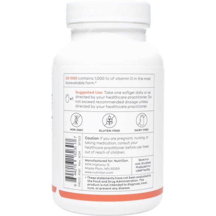 D3 1000 180 softgels Suggested Use