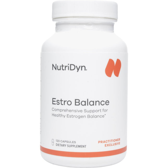 NutriDyn Estro Balance supplement bottle on a white background 120 caps