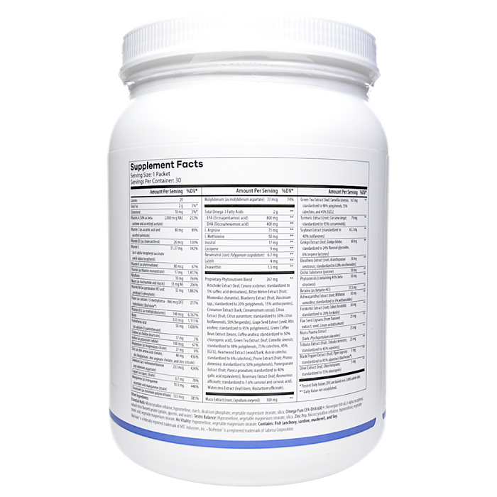 Everyday Essentials Men's 30 pkts Supplement Facts Label