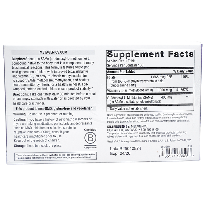 Blisphora 30 Tablets Supplement Facts