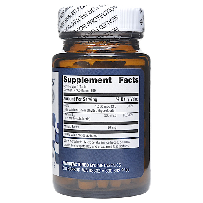 Intrinsi Vitamin B12-Folate 180 tablets Supplement Facts