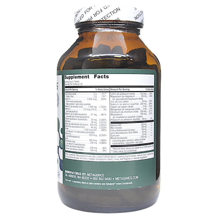 Multigenics Multivitamin 180 Tablets Supplement Facts