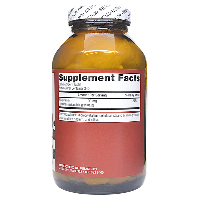 Magnesium Glycinate 100 mg 240 tablets Supplement Facts