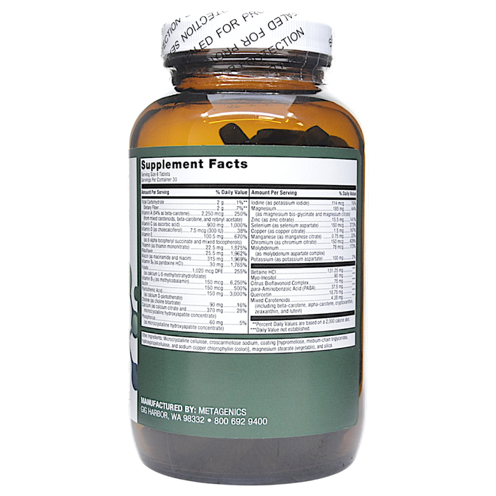 Multigenics Intensive Care without Iron 180 Tablets Supplement Facts