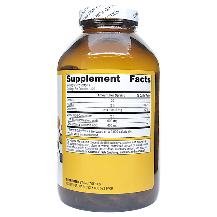 OmegaGenics Fish Oil EPA-DHA 500 mg 240 softgels Supplement Facts