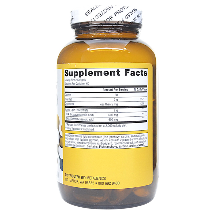 OmegaGenics Fish Oil EPA-DHA 500 mg 120 softgels Supplement Facts