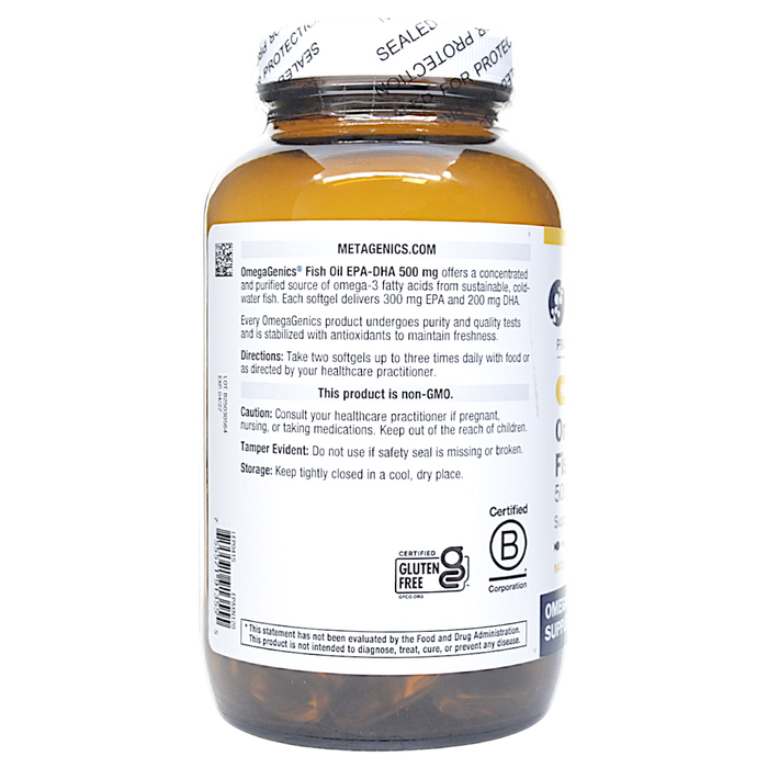 Metagenics, OmegaGenics Fish Oil EPA-DHA 500 mg 120 softgels Directions