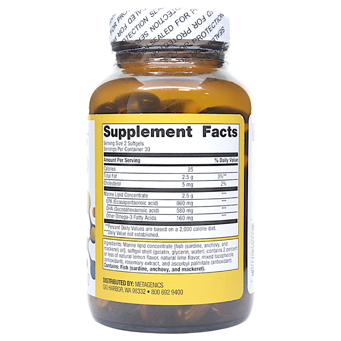OmegaGenics Fish Oil EPA-DHA 720 mg 60 softgels Supplement Facts