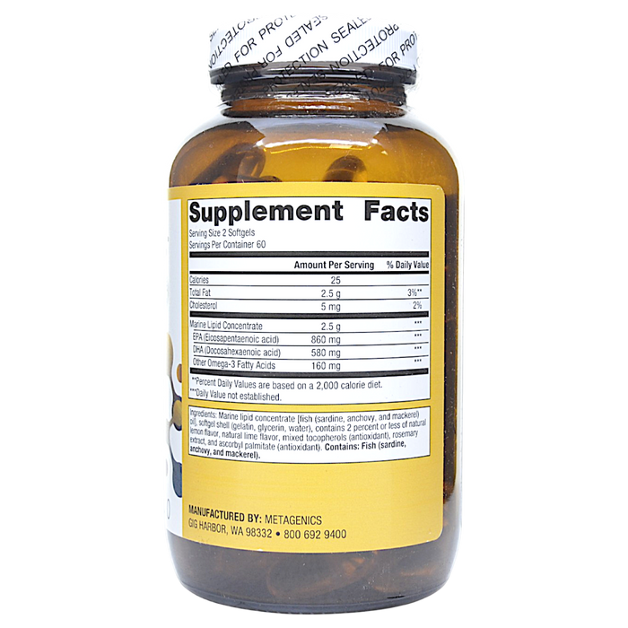 OmegaGenics Fish Oil EPA-DHA 720 mg 120 softgels Supplement Facts