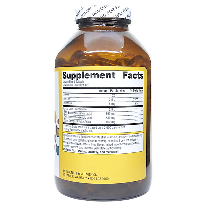 OmegaGenics Fish Oil EPA-DHA 720 mg 240 softgels Supplement Facts