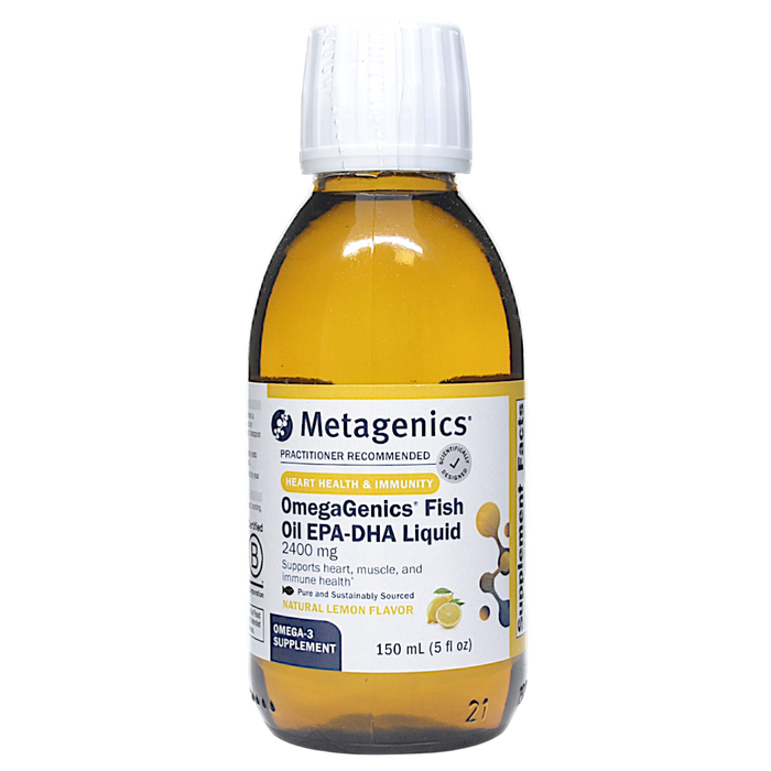 Metagenics, OmegaGenics Fish Oil EPA-DHA Liquid 2400 mg Lemon 150 mL