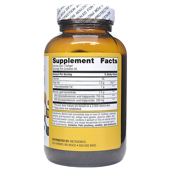 OmegaGenics Fish Oil Neuro 1000 mg 60 Softgels Supplement Facts