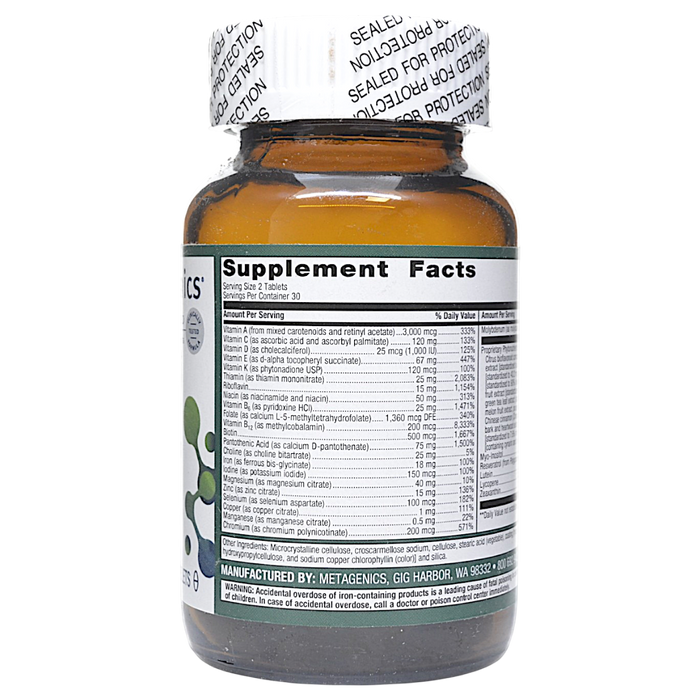 PhytoMulti Multivitamin with Iron 60 Tablets Supplement Facts
