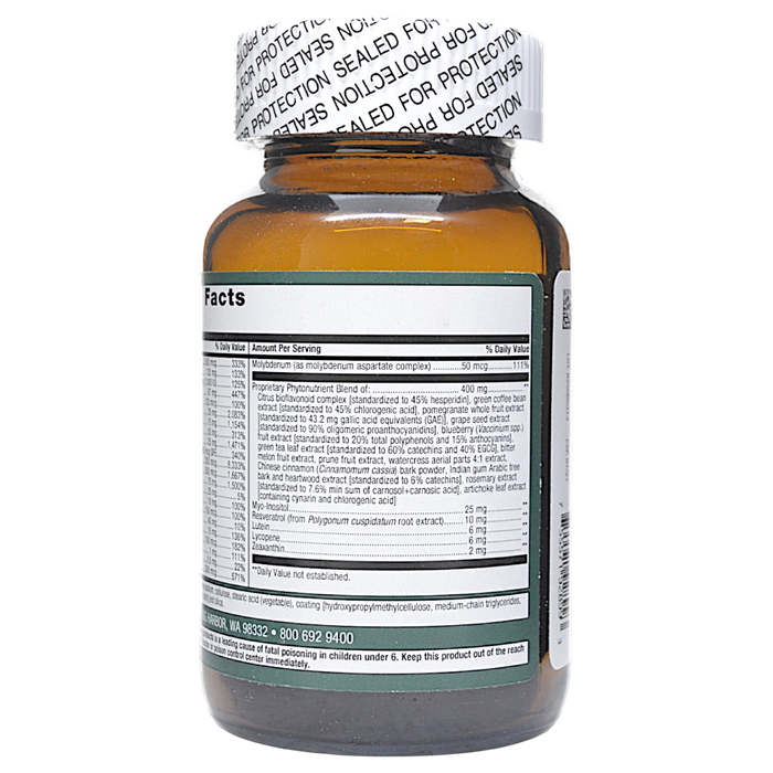 PhytoMulti Multivitamin with Iron 60 Tablets Supplement Facts