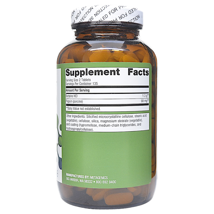 SpectraZyme Betaine HCI + Pepsin 270 tablets Supplement Facts