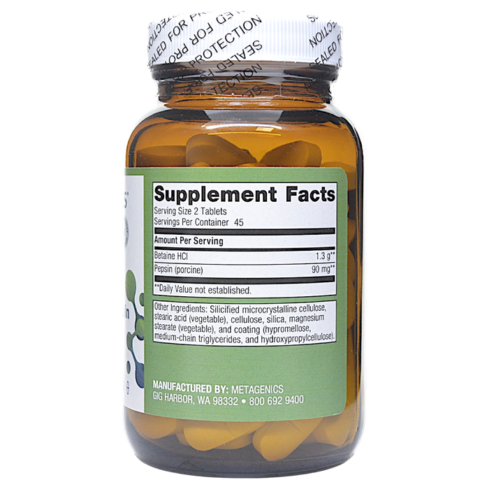 SpectraZyme Betaine HCI + Pepsin 90 tablets Supplement Facts