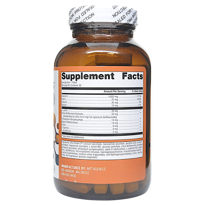 Ultra Potent-C 1000 Vitamin C 90 Tablets Supplement Facts
