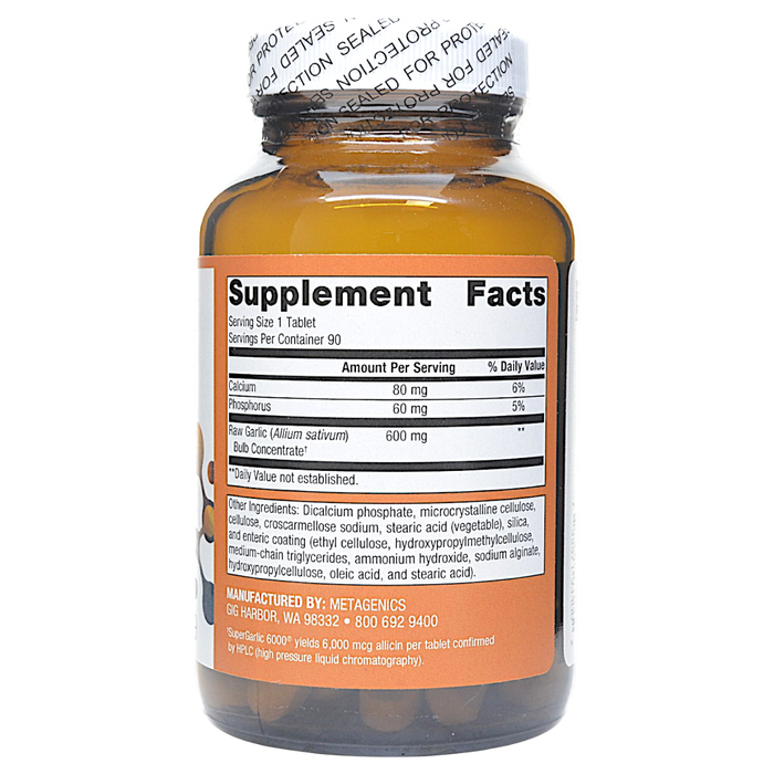 SuperGarlic 6000 mcg 90 Tablets Supplement Facts