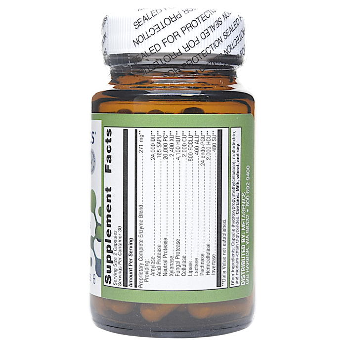 SpectraZyme Complete Enzymes 60 capsules Supplement Facts