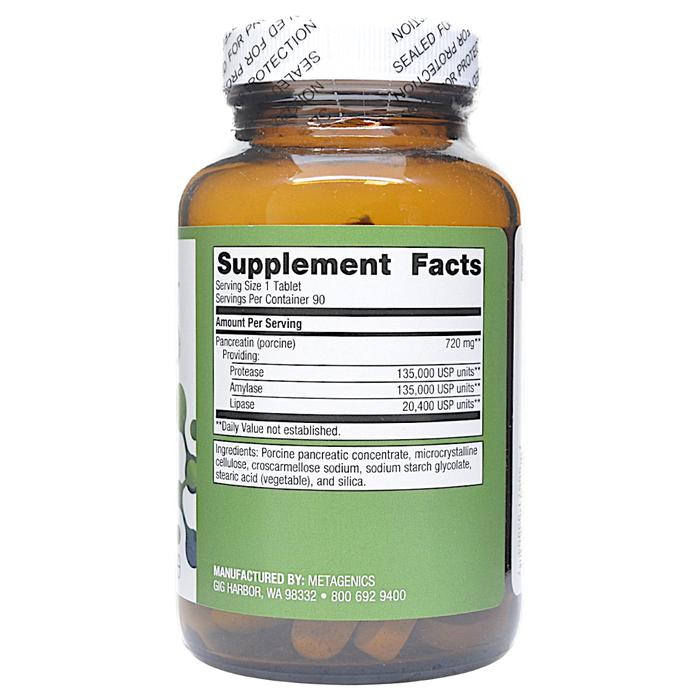SpectraZyme Pancreatic Enzymes Extra Strength 90 Tablets Supplement Facts