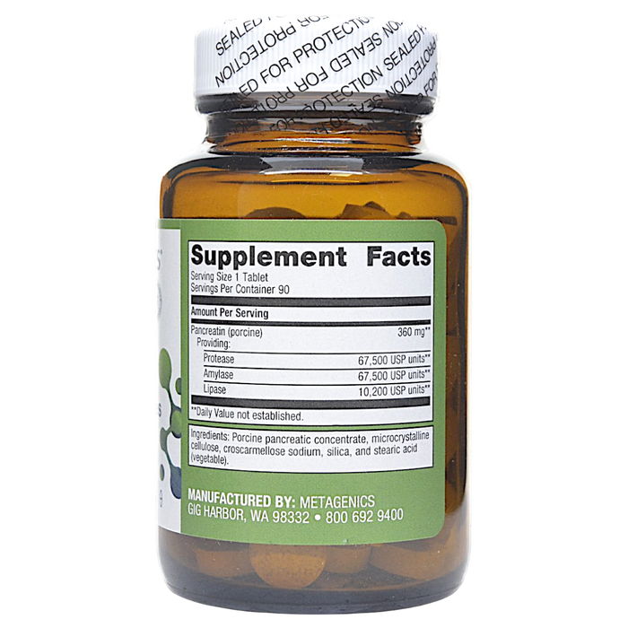 SpectraZyme Pancreatic Enzymes 90 tablets Supplement Facts