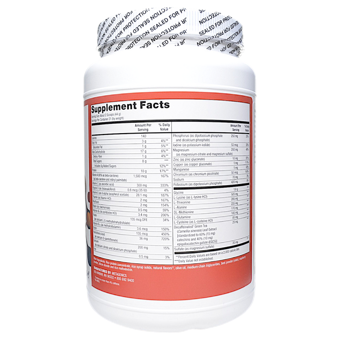 Supplement container with a detailed label on a white background
