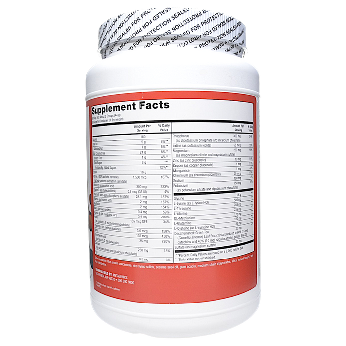 Supplement container with a detailed supplement facts label on a white background