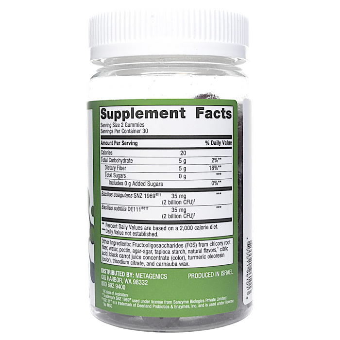 UltraFlora 3-in-1 Daily Probiotic Berry 60 Gummies Supplement Facts