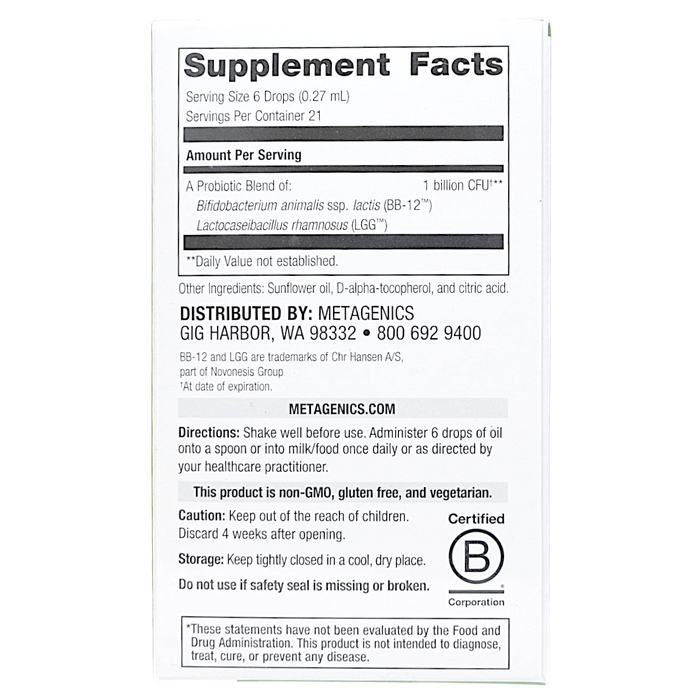 UltraFlora Baby Probiotic 21 Servings Supplement Facts
