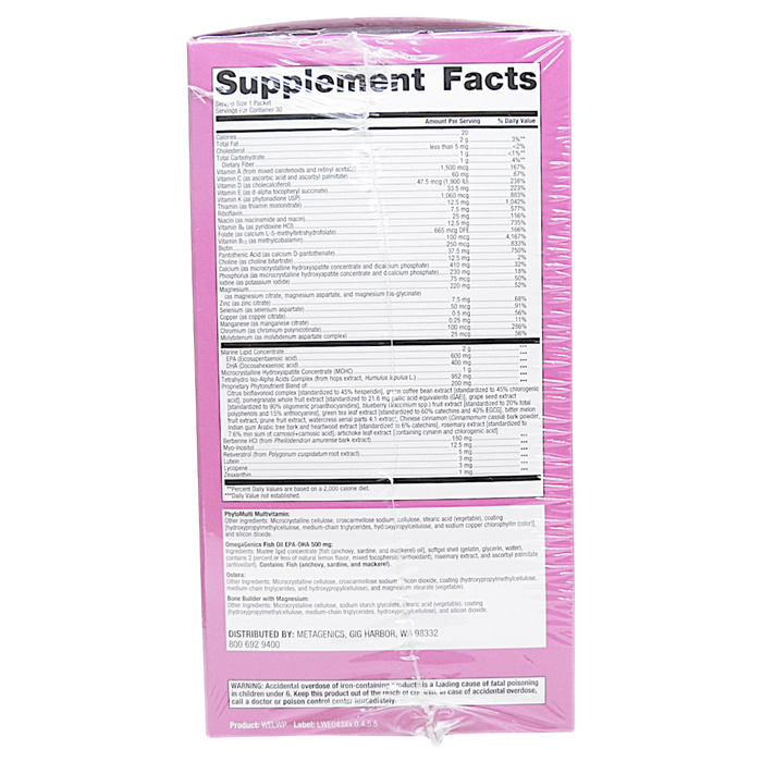 Wellness Essentials Women's Prime Daily Packs 30 Packets Supplement Facts