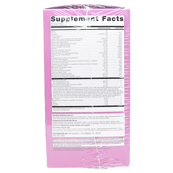 Wellness Essentials Women's Daily Packs 30 Packets Supplement Facts