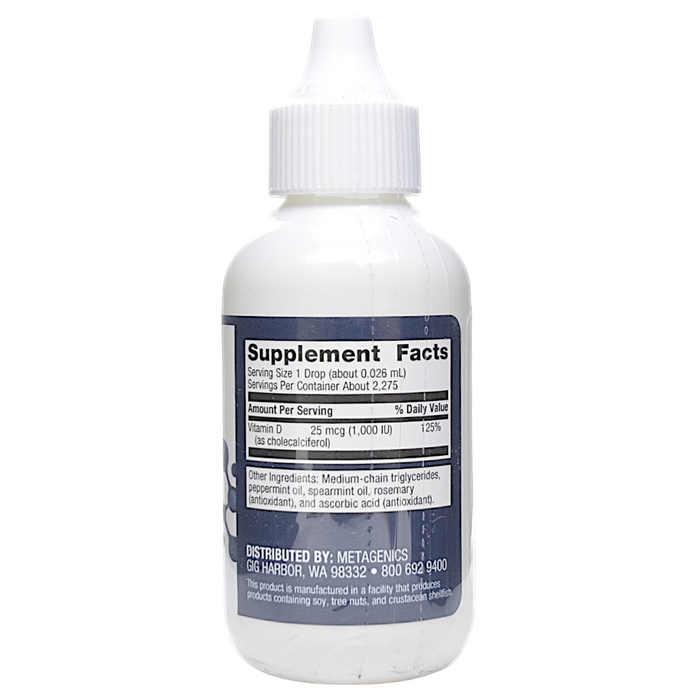 Vitamin D3 Liquid Mint 2 oz Supplement Facts