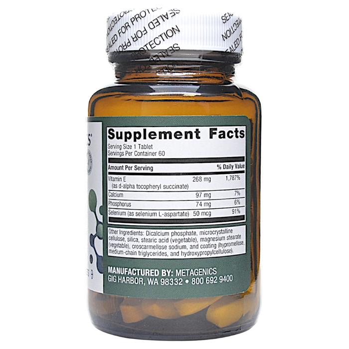 Vitamin E + Selenium 60 Tablets Supplement Facts