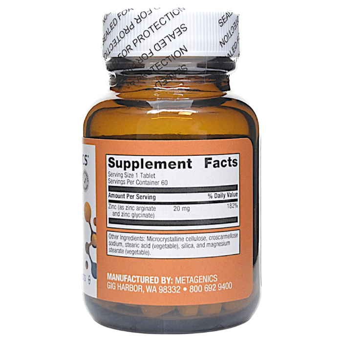 Zinc A.G. 20 mg 60 tablets Supplement Facts