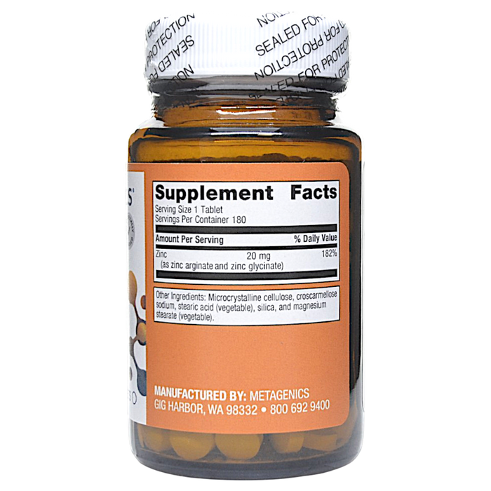 Zinc A.G. 20 mg 180 tablets Supplement Facts