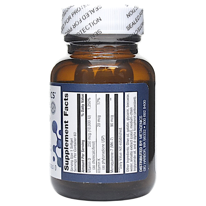 Vitamin D3 10,000 + K 60 Softgels Supplement Facts