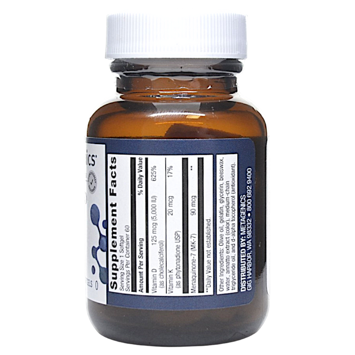 Vitamin D3 5000 + K 60 Softgels Supplement Facts
