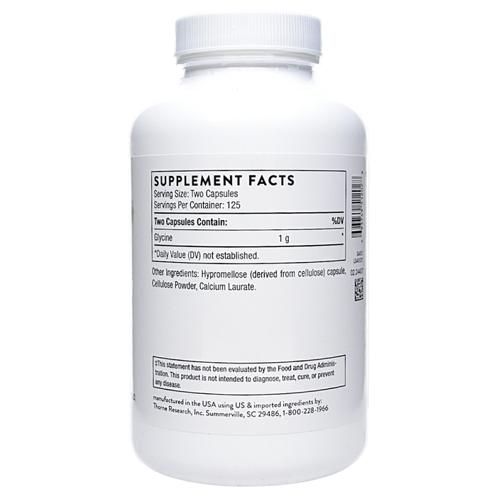 Glycine 500 mg 250 caps Supplement Facts