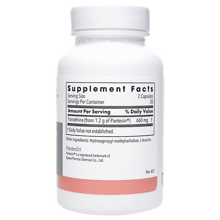 Pantethine 660 mg 60 vcaps Supplement Facts