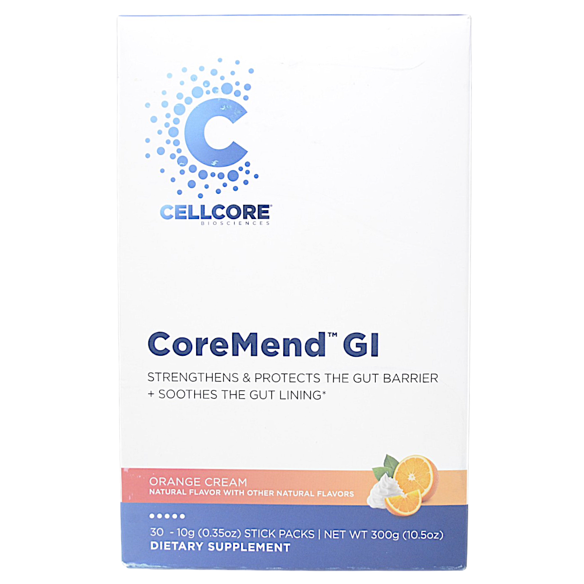 CoreMend GI Orange Cream | 30 stick packs | Cellcore Biosciences