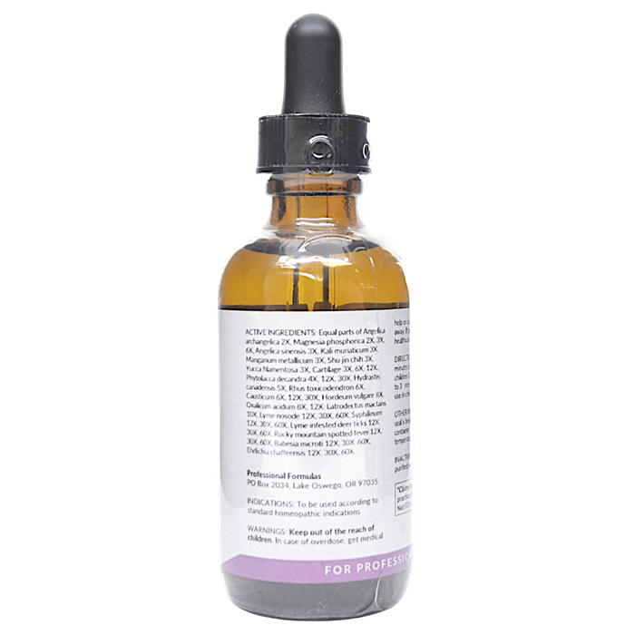 Bottle with active ingredients label on a white background