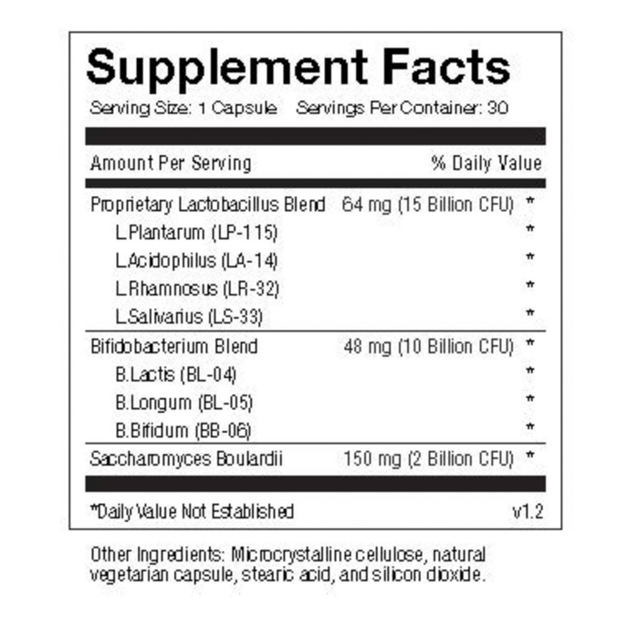 Probiotic 25+ by Inwell Biosciences Supplement Facts 30 count
