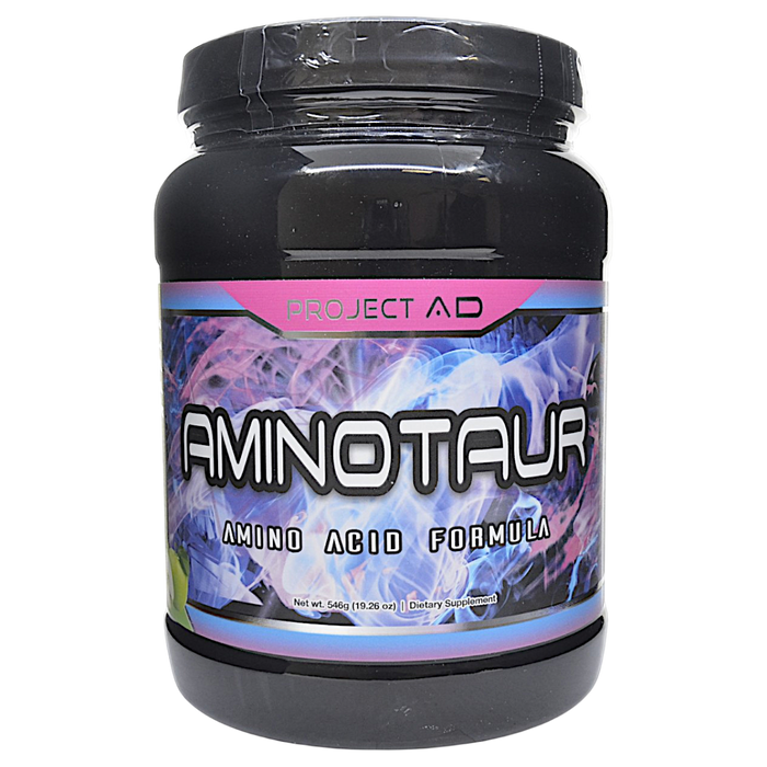 Canister of Project AD's Aminotaur 30 servings Sour Apple