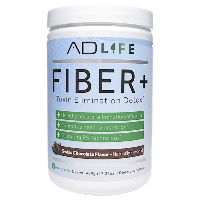 Canister of Project AD's Fiber+ 30 servings Swiss Chocolate