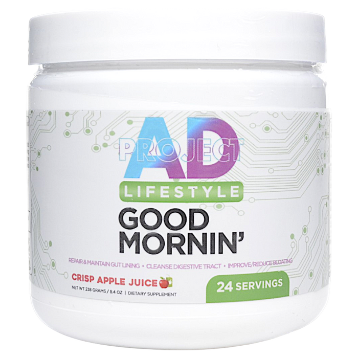 Bottle of Project AD's Good Mornin' 24 servings Crisp Apple Juice