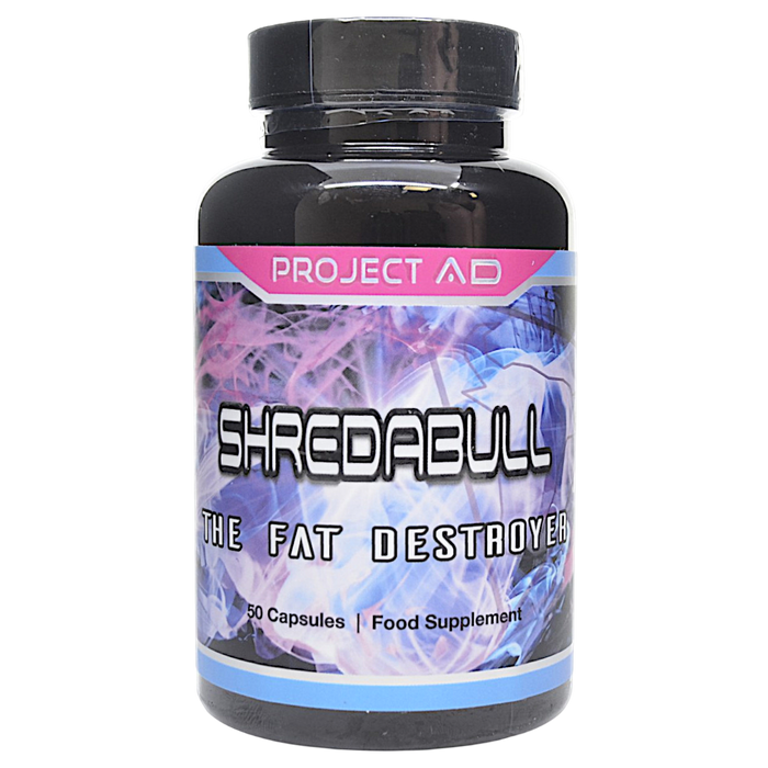 Bottle of Project AD's Shredabull 50 capsules