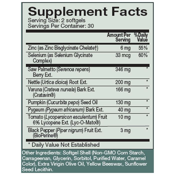 Prosta-Palmetto Supreme 60 Softgels by Natura Health Products Supplement Facts
