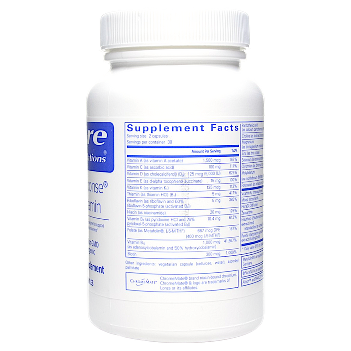 Pure Encapsulations' PureResponse Multivitamin 60 capsules Supplement Facts 1